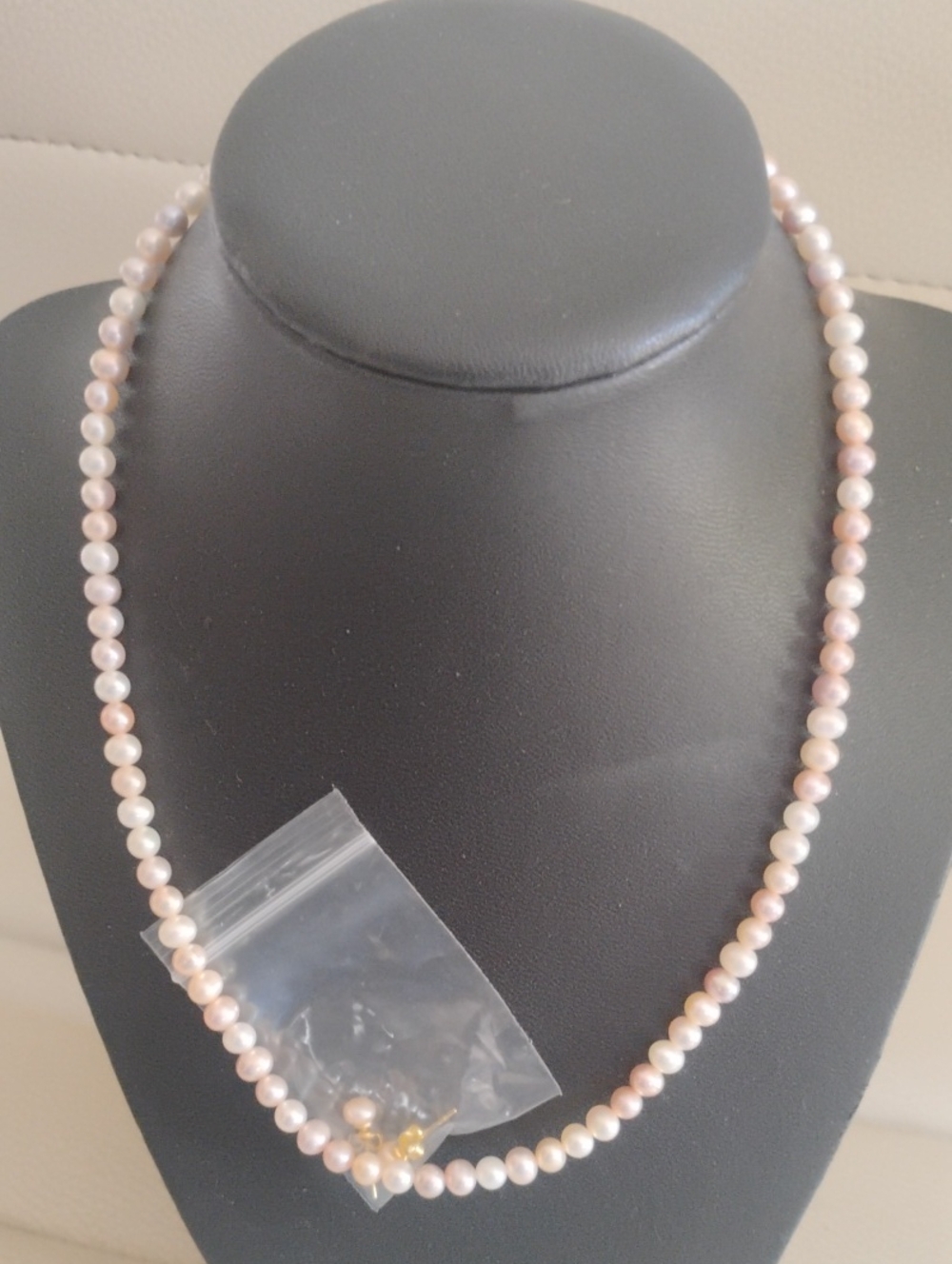 925 sterling silver colored pearl necklace & Earrings